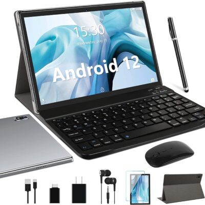 Oangcc Android 12 Tablet 10 Inch 2023 Latest with 4GB+64GB Keyboard Mouse Stylus WiFi Bluetooth GPS 128GB Expand Support, Dual Camera & Speaker Computer...