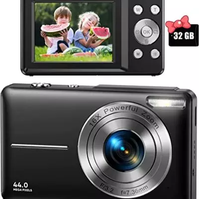 Digital Camera, FHD 1080P Digital Camera for Kids Video Camera with 32GB SD Card 16X Digital Zoom, Compact Point and Shoot Camera