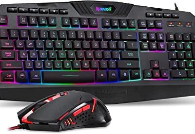 Redragon S101 Wired Gaming Keyboard and Mouse Combo RGB Backlit Gaming Keyboard with Multimedia Keys Wrist