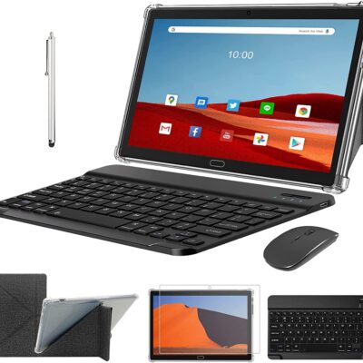 Tablet 2023 Newest 2 in 1 Tablet 10 inch Android 11 4G Cellular Tablet with Dual Sim Card Slot 4GB+64GB+512GB Expandable Storage Octa-Core 13MP Camera WIFI Tablet with Keyboard Mouse Stylus(Black)